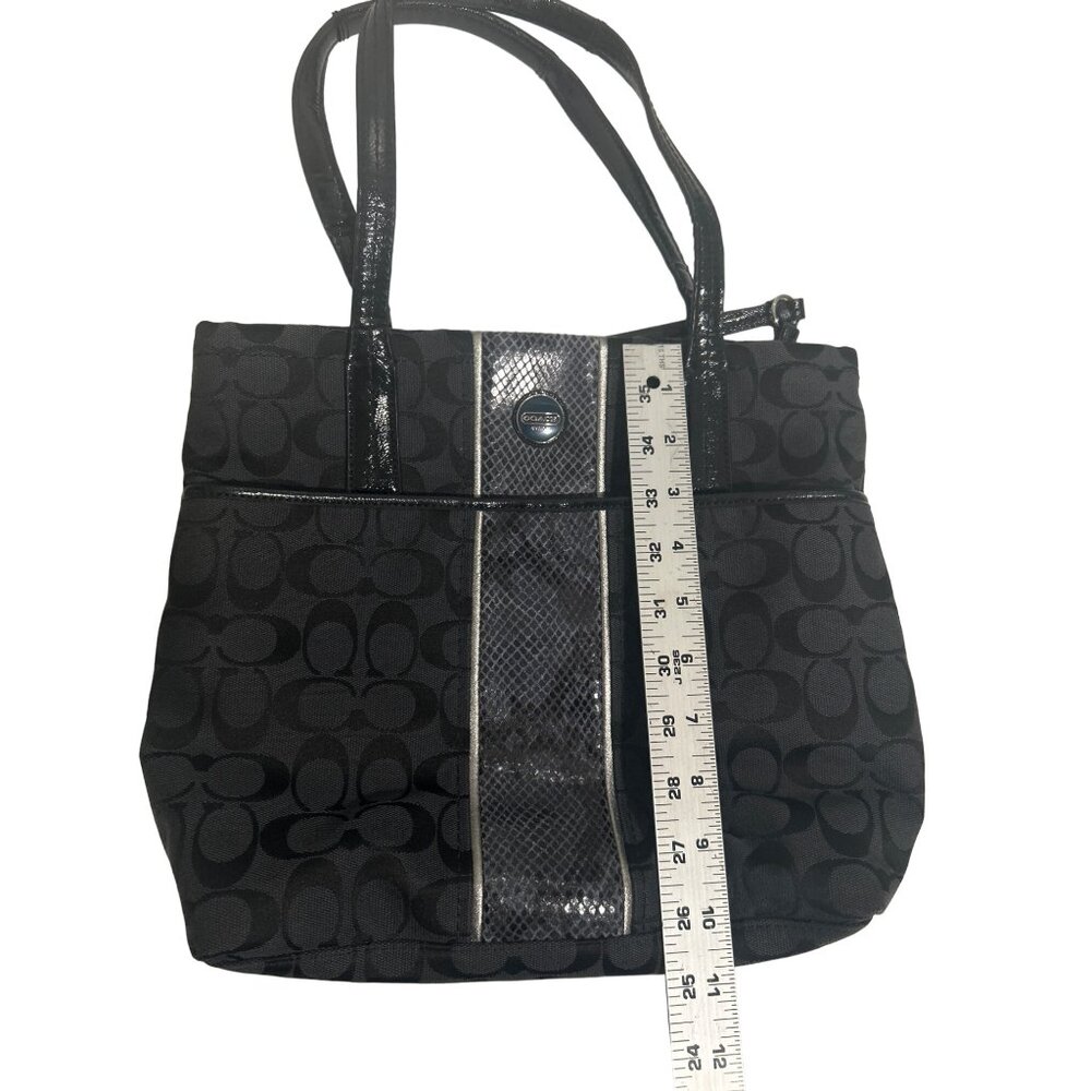 Coach Signature Black Python Stripe Tote Shoulder… - image 6